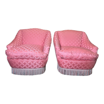 Pair of armchairs - shepherdesses style Napoleon III pink