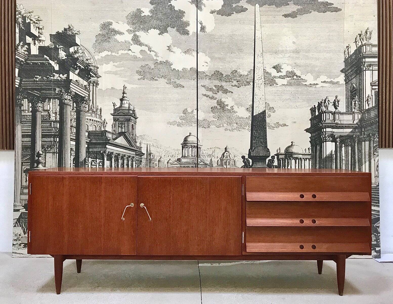 Mid-Century Modern Teak sideboard with brass handles, Germany 1960s