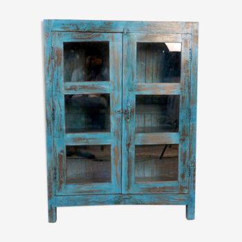 Old Burmese teak dresser original blue patina