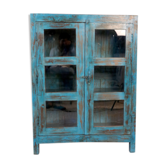 Old Burmese teak dresser original blue patina