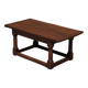 Antique solid oak coffee table in refectory style, 19th century.