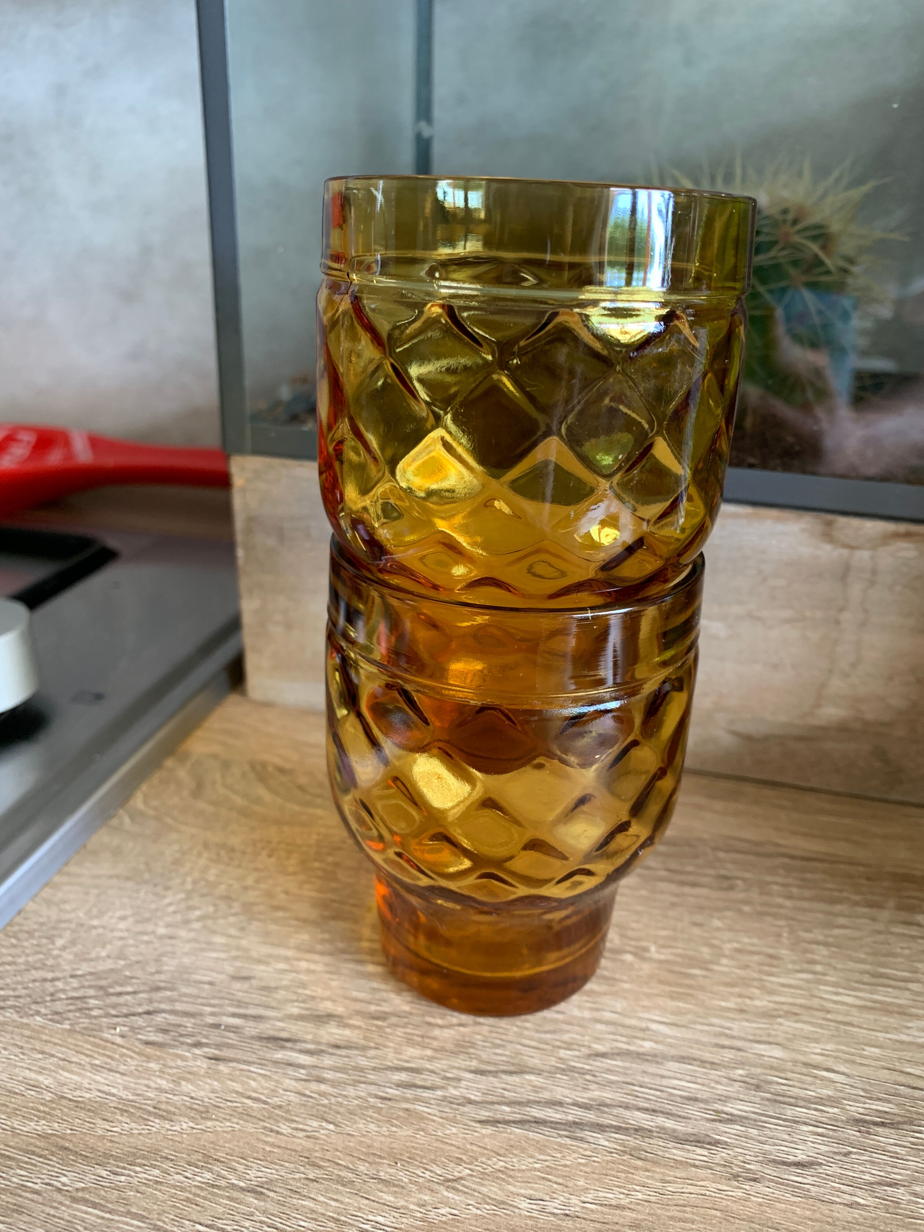 2 vintage glasses pernod anisette amber glass