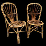 Set en rotin fauteuil et chaise Provençale des années 60