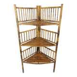 Vintage bamboo etagere corner cabinet
