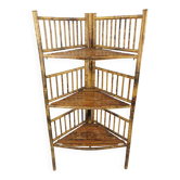 Meuble d'angle etagere vintage en bambou