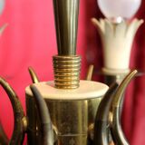 Art Deco Italian Brass 6-Lights Chandelier attributed to Gio Ponti for Lanci, 1930s