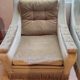 2 fauteuils en velours kaki