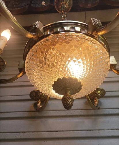 Exceptional bronze chandelier with 6 lights in Louis XIII style, in working condition - 7.5 kg