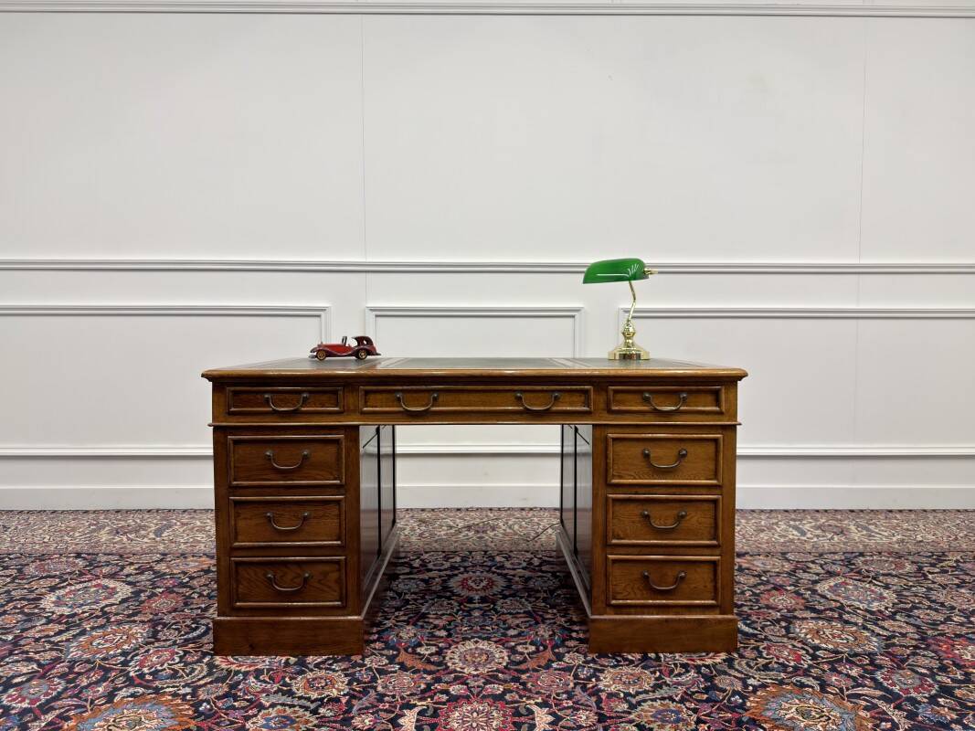 Classic English Desk with Green Inlay