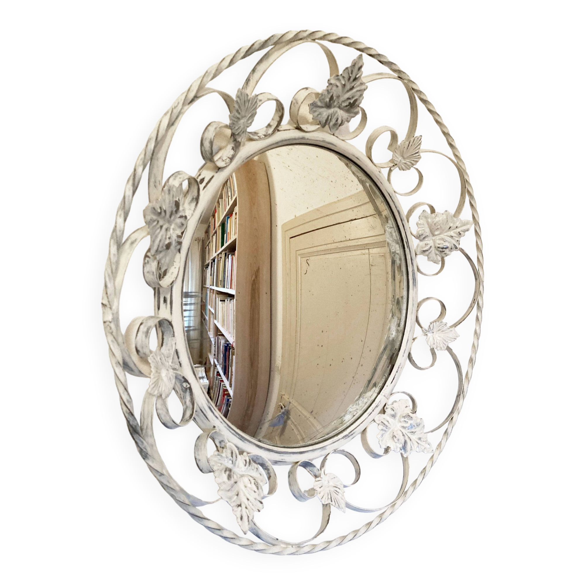 Wrought iron convex mirror, England 1950s