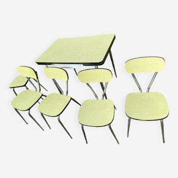 Table et chaises en Formica jaune