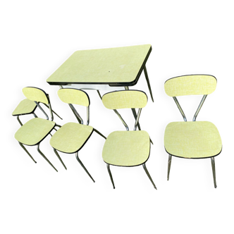 Table et chaises en Formica jaune