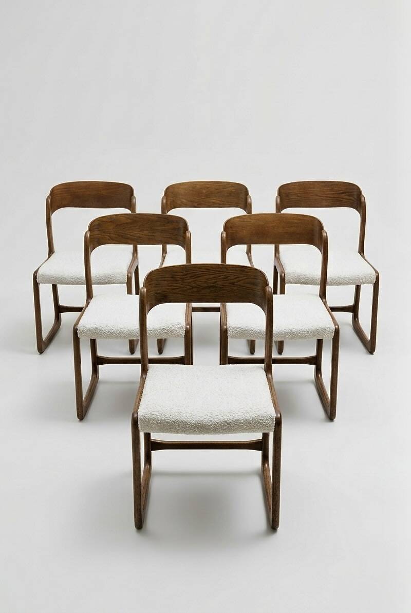Lot de 6 chaises Baumann modèle Bémol - 1960