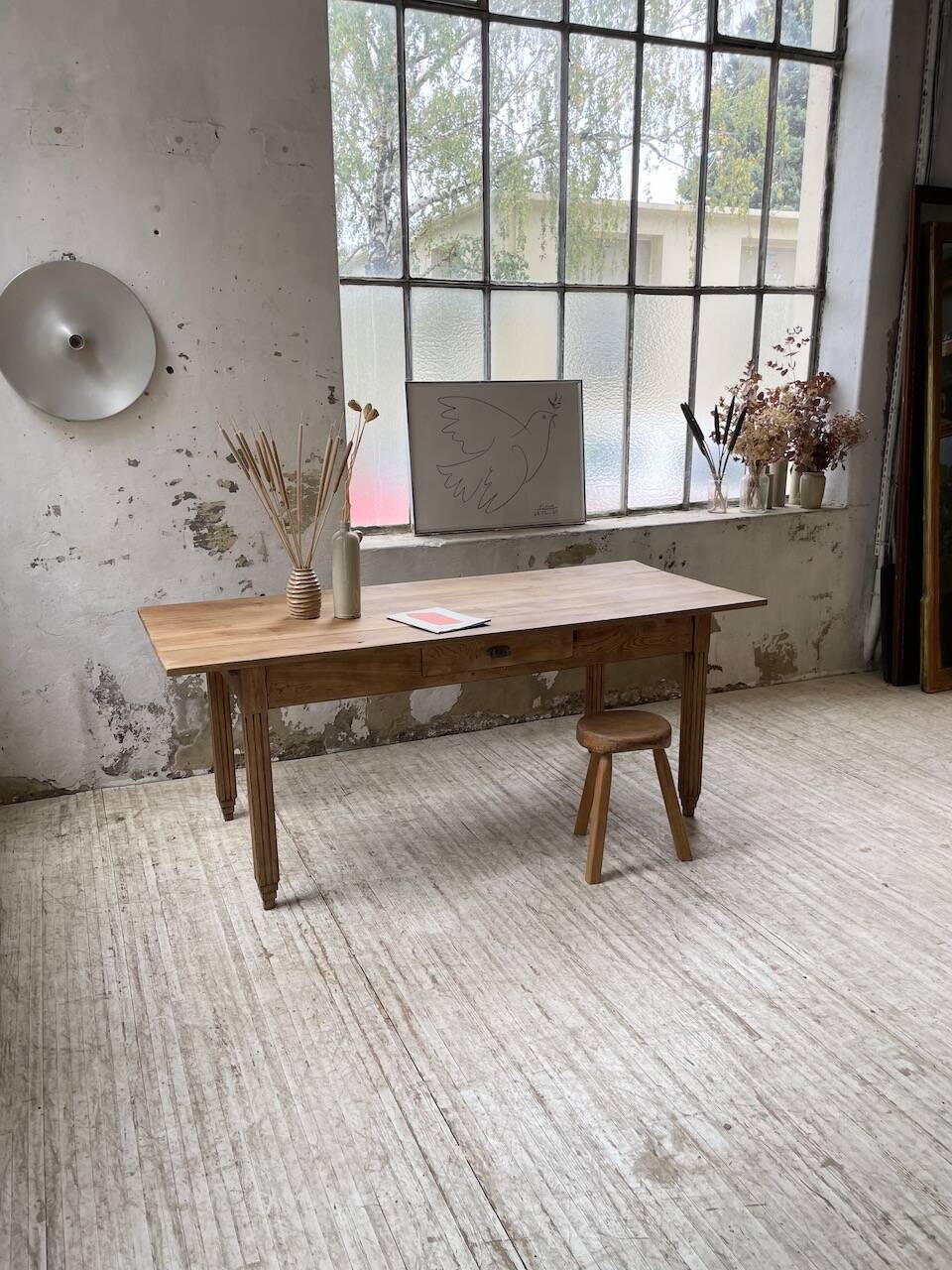 1950s oak butcher's farm table