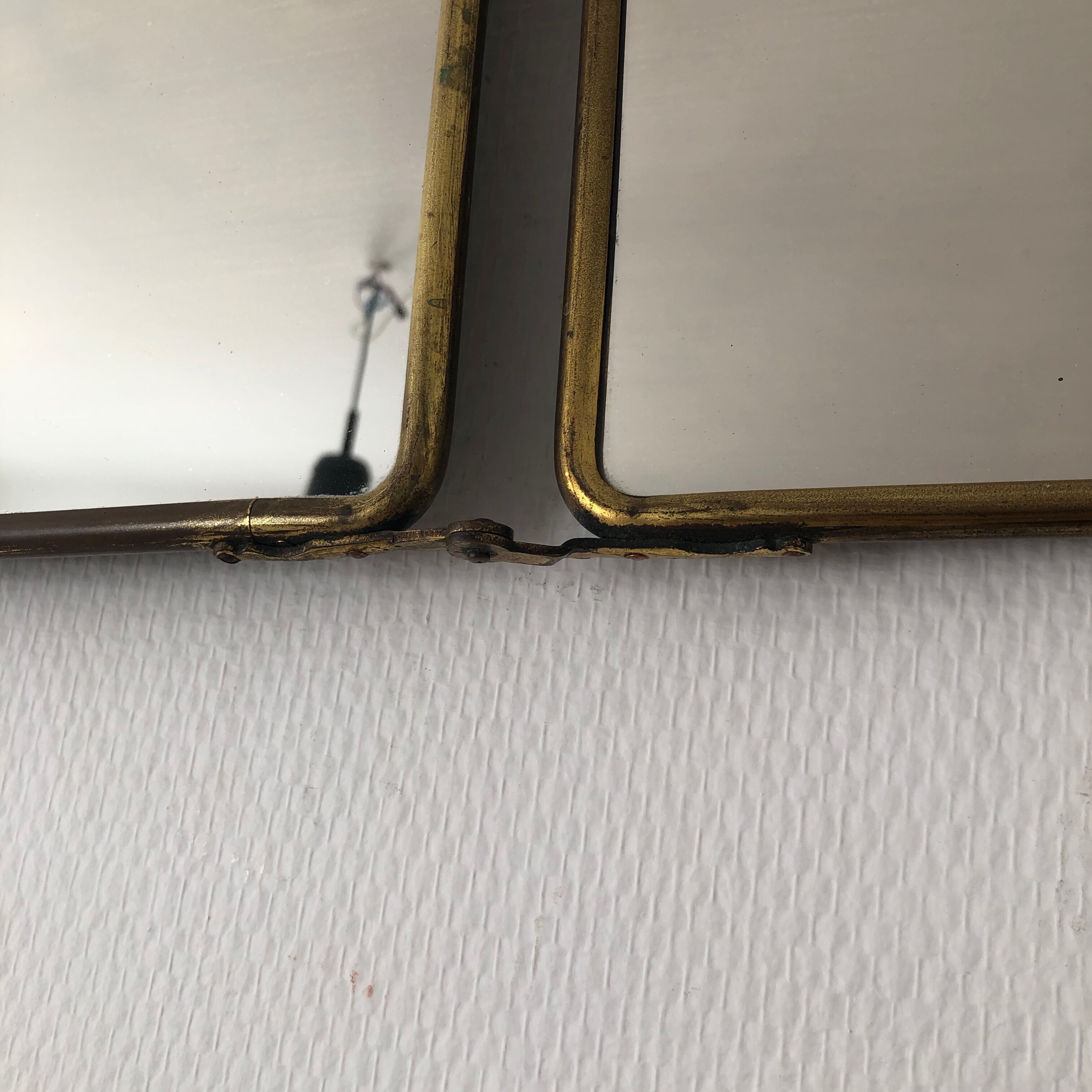 Gold vintage triptych barber mirror, 1920, 27x66cm