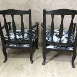 Pair of jungle fabric armchairs