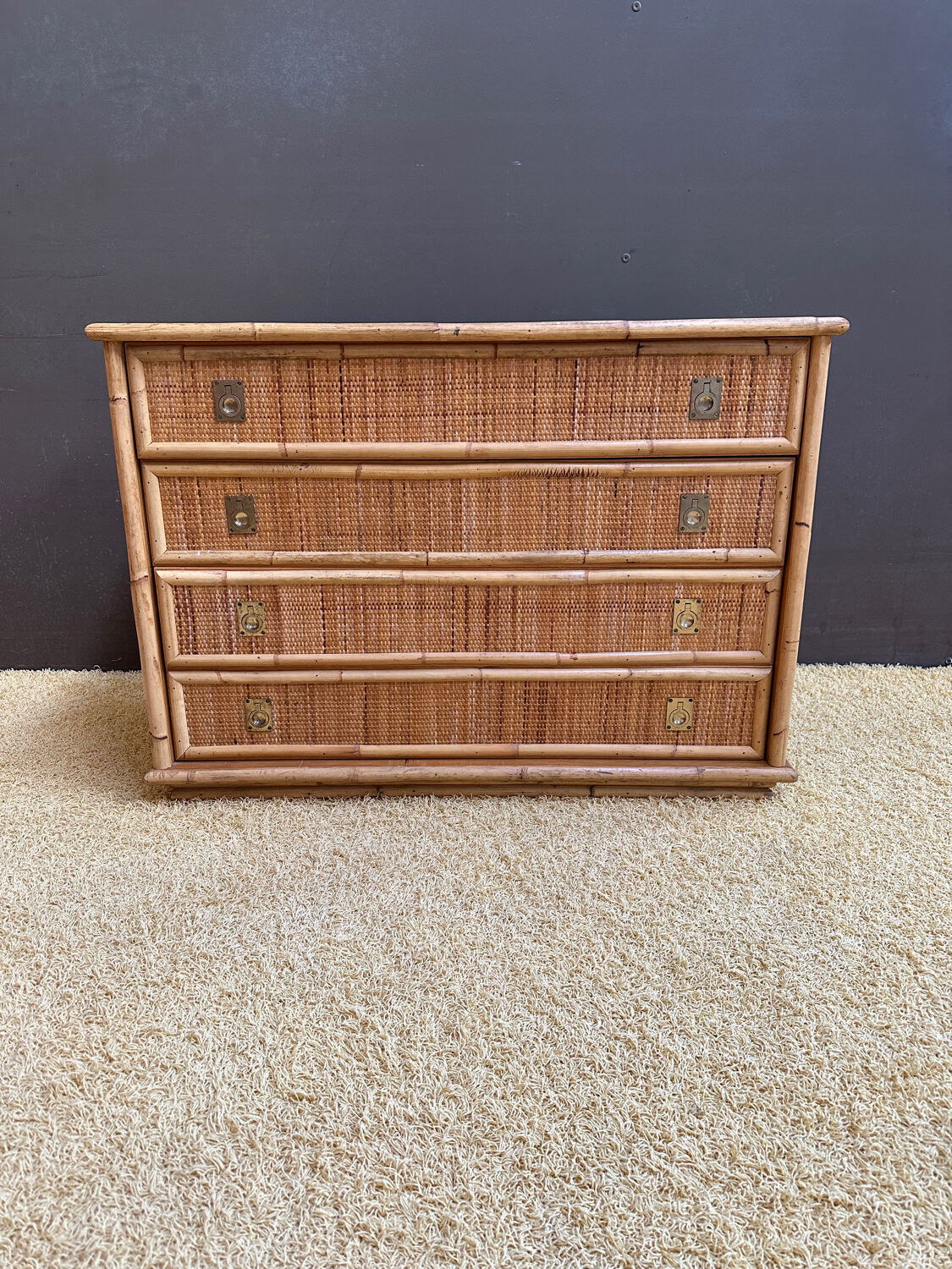 Dal Vera bamboo and rattan chest of drawers