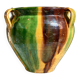 Ancient glazed terracotta pot from the 19th century, south-west France.