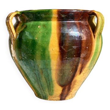 Ancien pot en terre cuite vernissée XIXeme sud ouest France