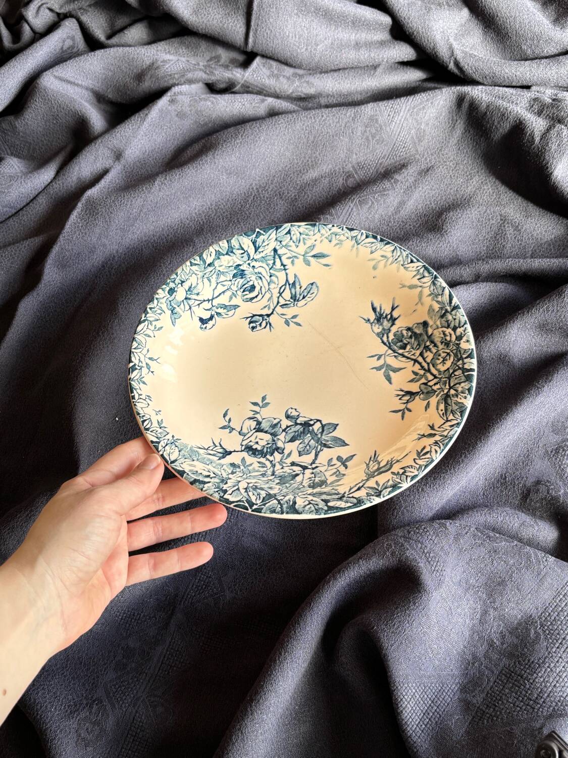 Gien iron clay compote bowl, “Floreal” model