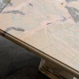 Vintage hexagonal pink and grey marble coffee table, 1980s