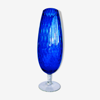 Bright blue textured glass vase from the 60s-70s, Italy, Empoli