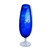 Bright blue textured glass vase from the 60s-70s, Italy, Empoli