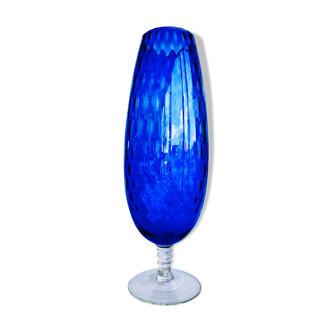 Bright blue textured glass vase from the 60s-70s, Italy, Empoli
