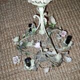 Painted metal and porcelain chandelier