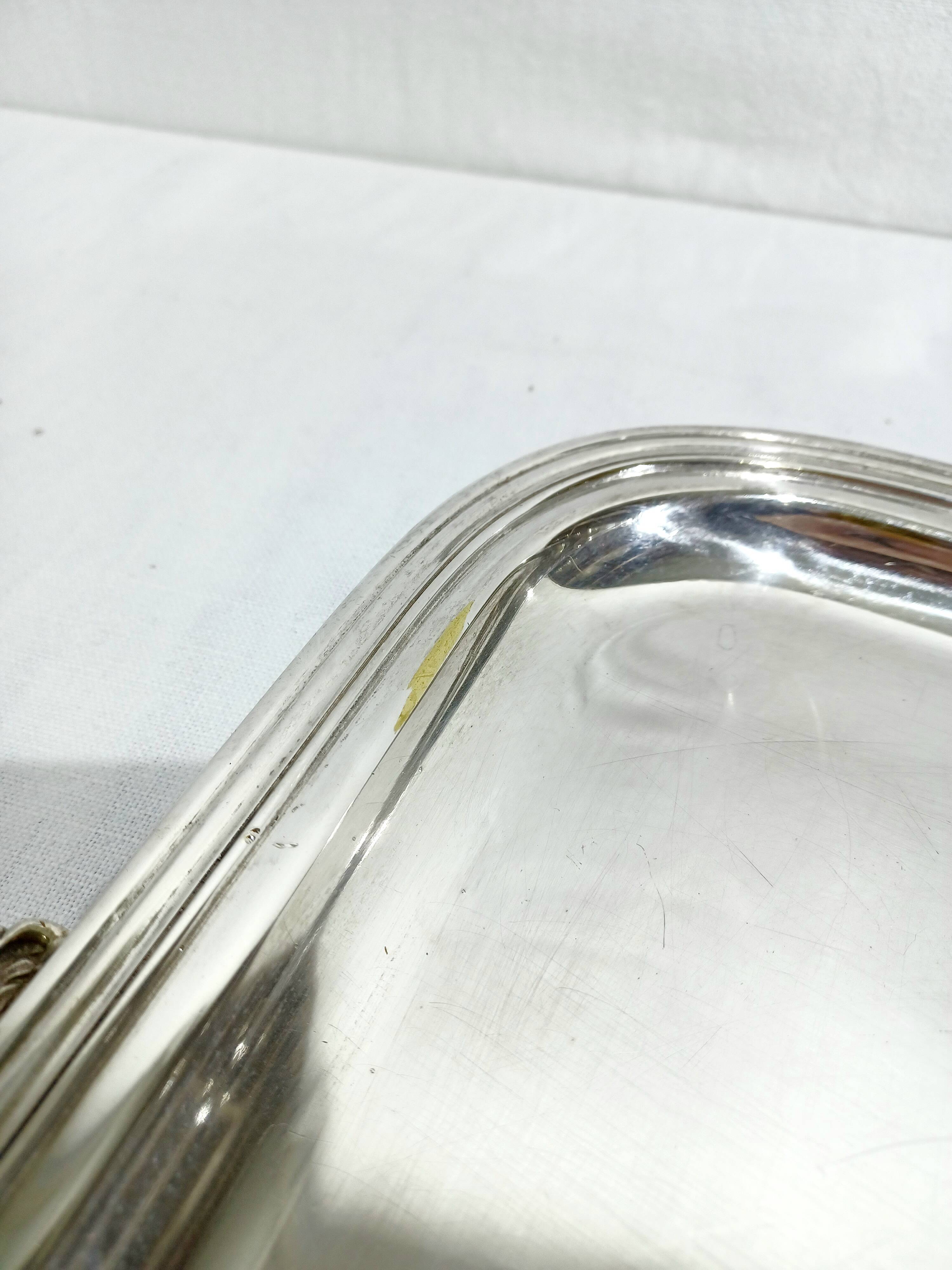Silver-plated tray with handles