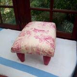 Pouf, footstool toile de jouy