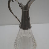 old ewer/carafe in crystal and tin