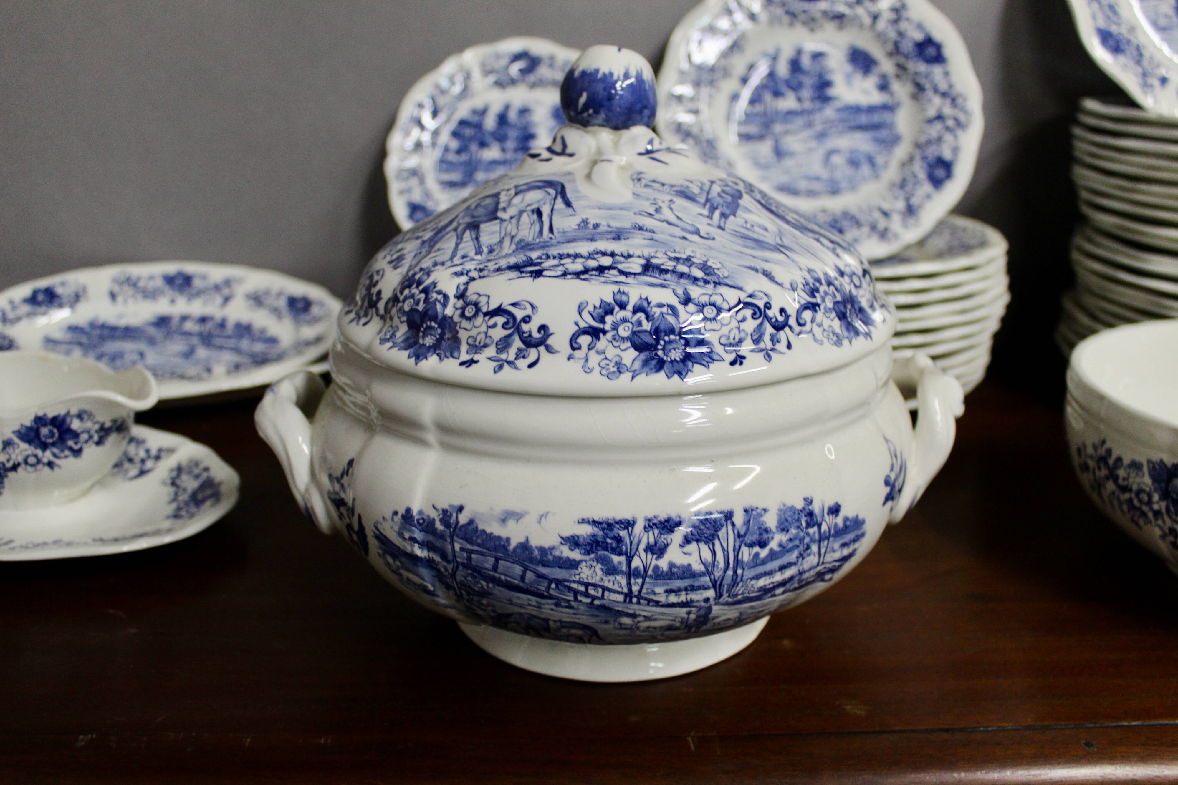 Derby Sarregemines 52-Piece Dinnerware Set, Deep Blue