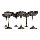 Ensemble de 6 coupes à champagne en laiton argenté, années 1970, Italie.