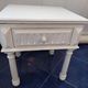 Coffee or night table in white painted wood with colonnade legs and one drawer