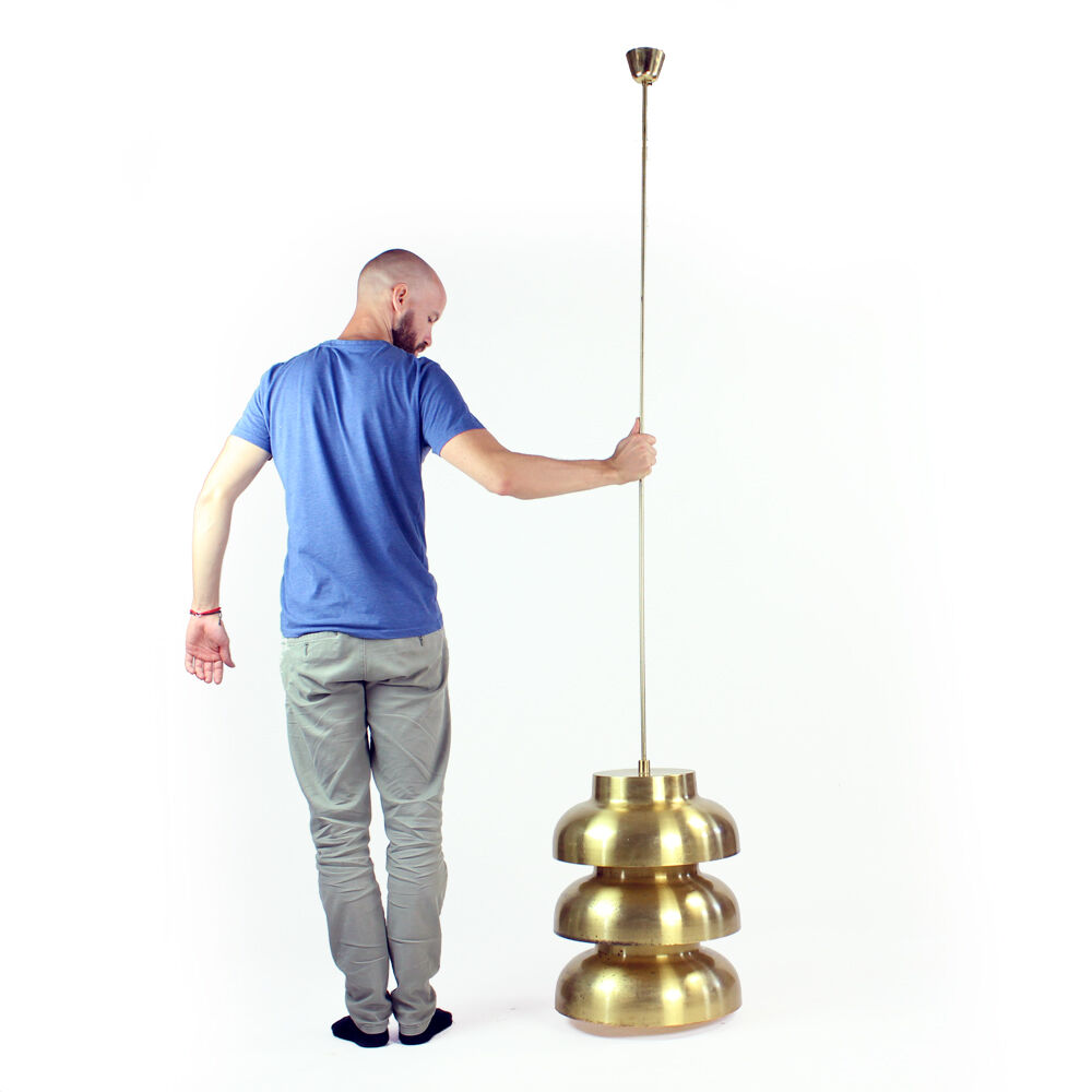 Ceiling light in brass, 205cm, Czechoslovakia 1960s