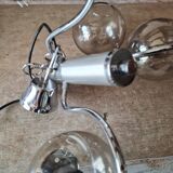 Chandelier with chrome metal frame from the 70s, 3 smoked globes