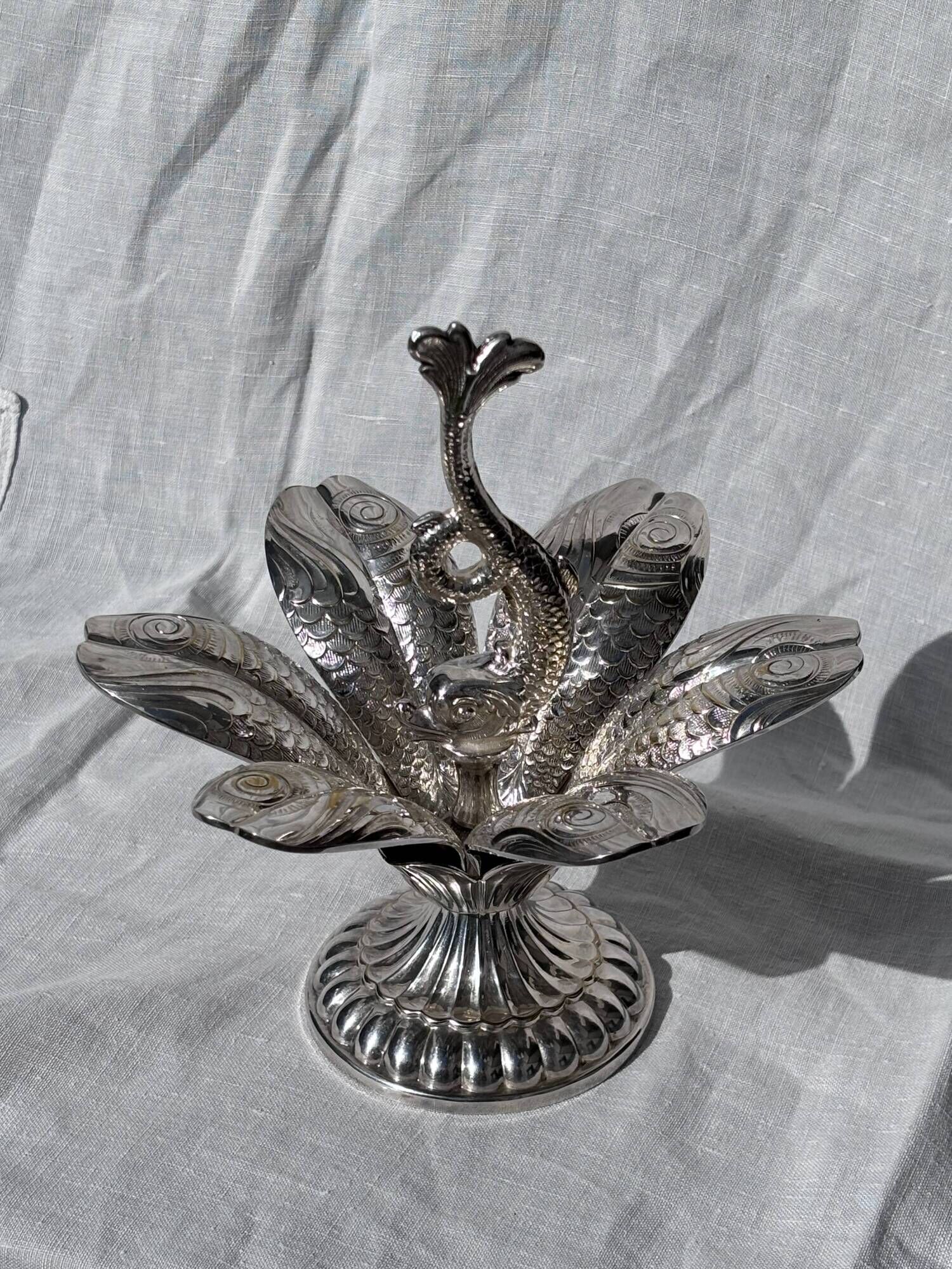 Caviar service flower of Poseidon in silver-plated metal Christofle finial