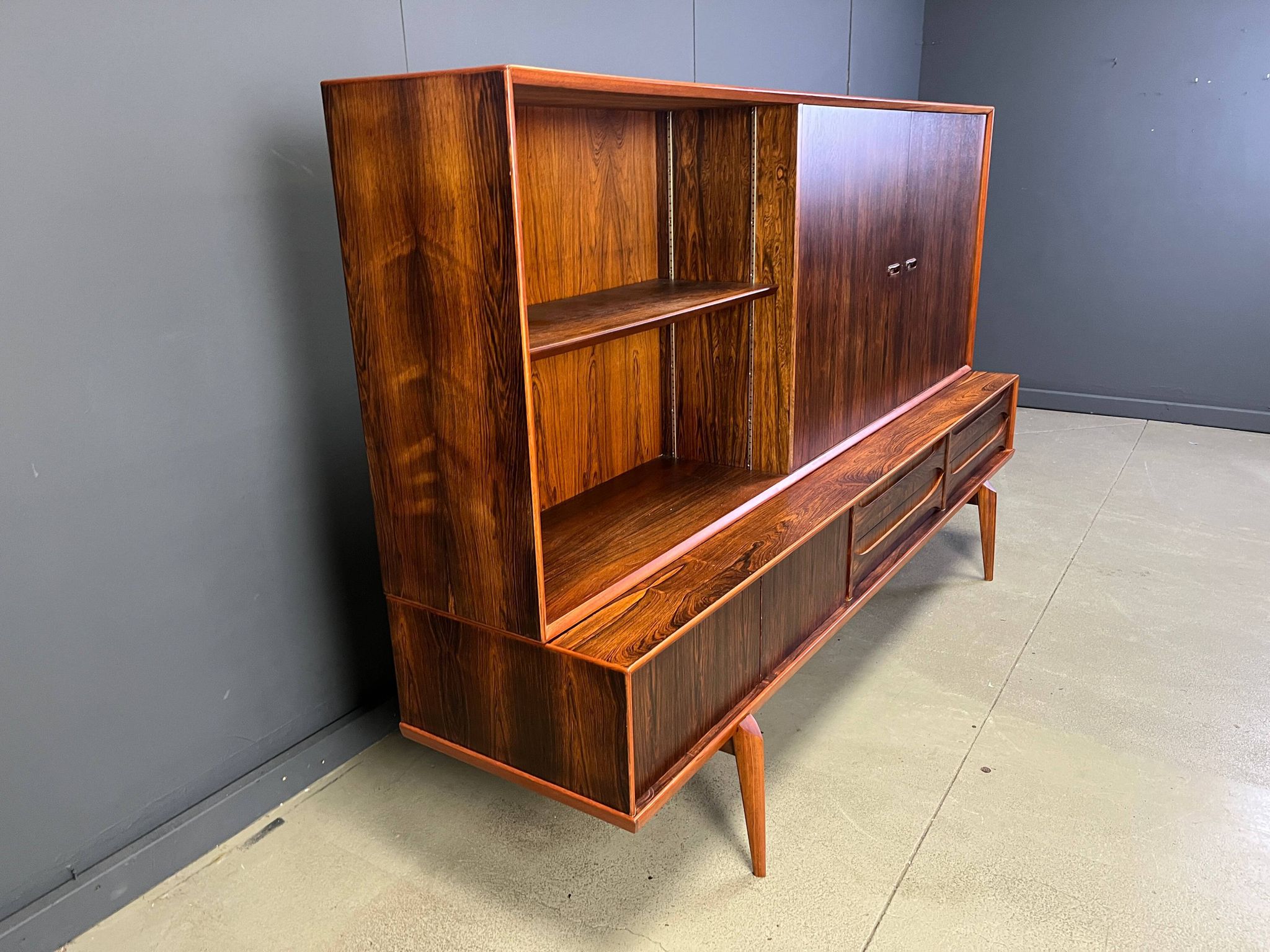Oswald Vermaercke Paola rosewood highboard for V-Form Belgium 1959