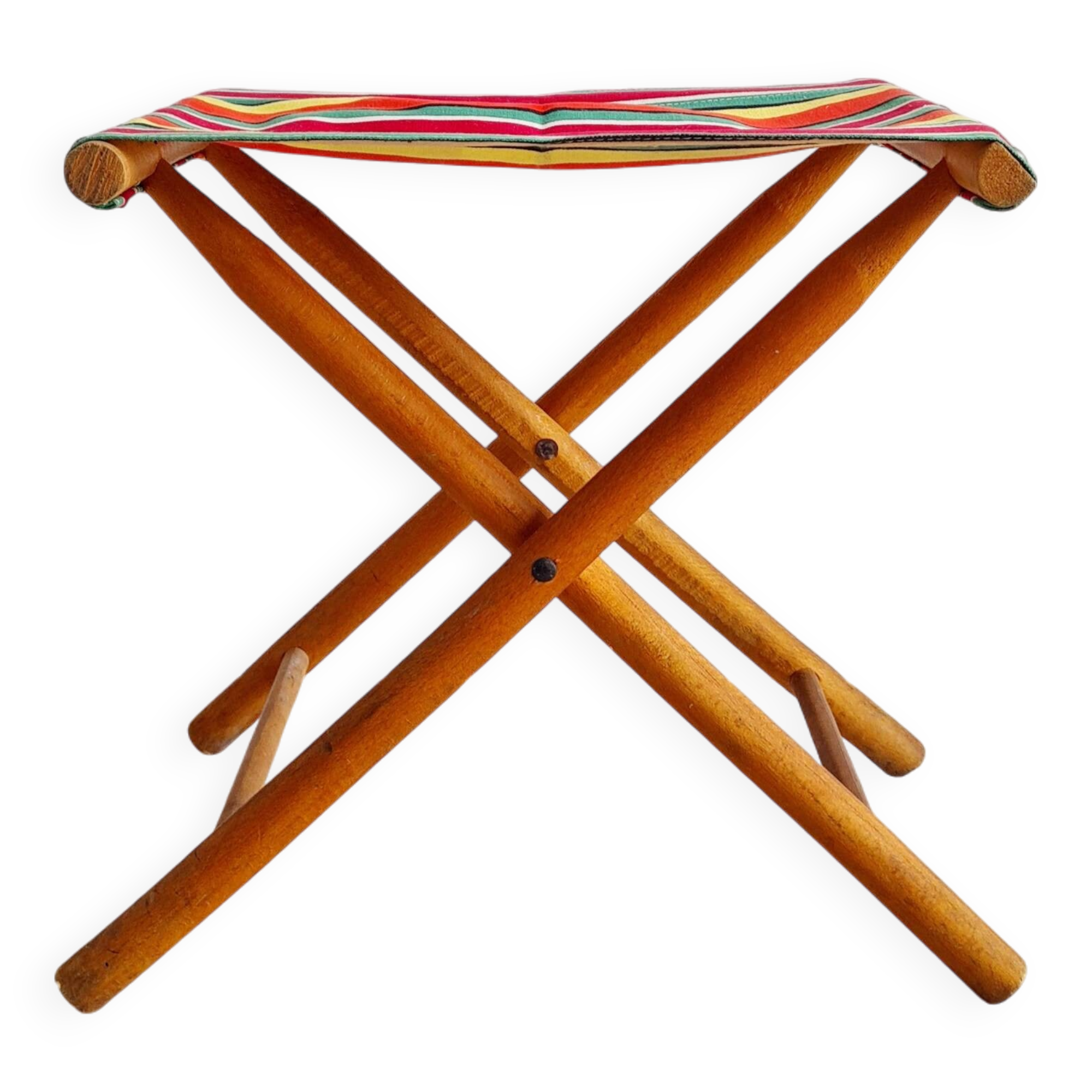 Folding fisherman stool with striped seat