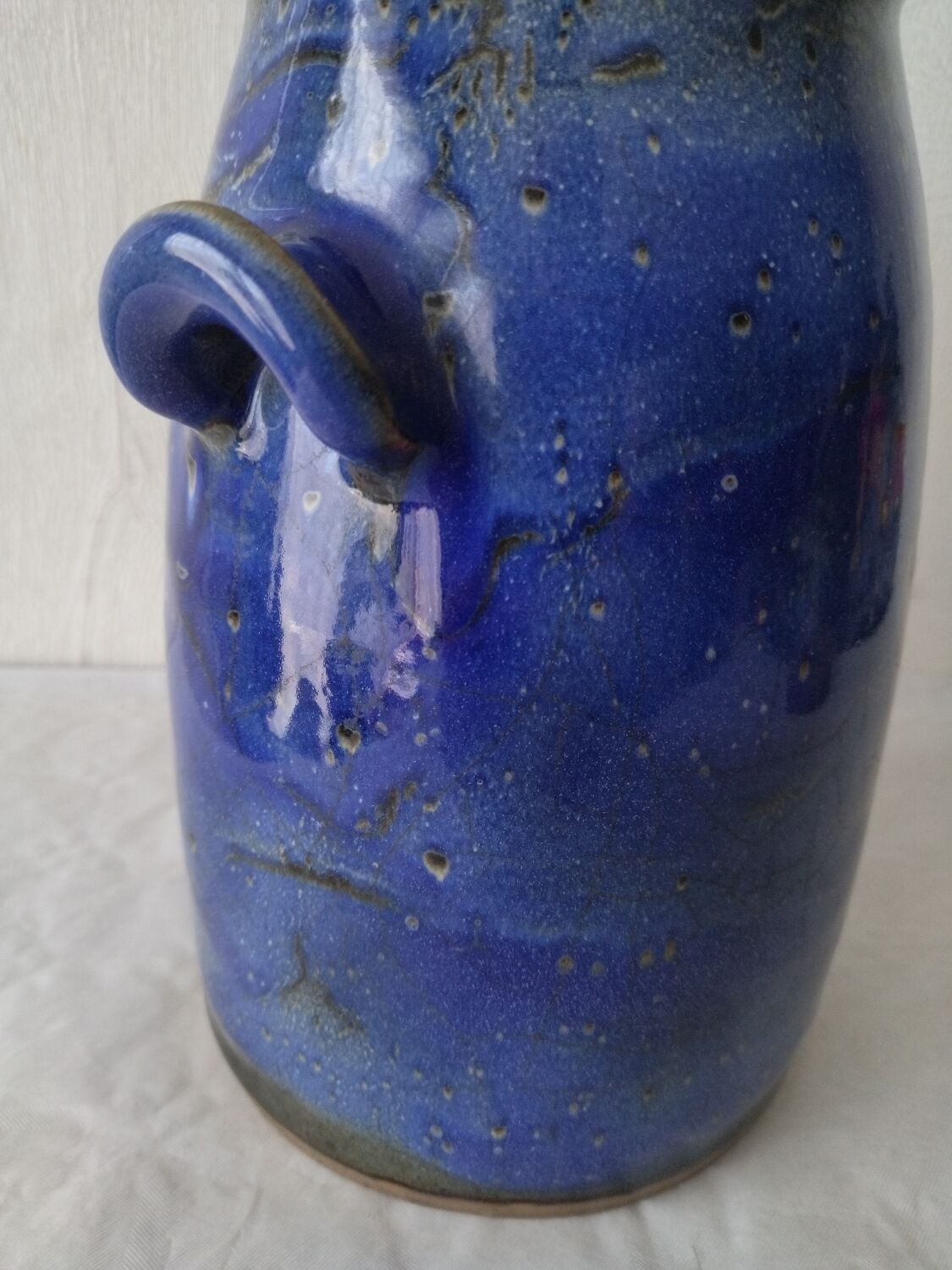 Vinaigrier in blue ceramic signed Couffil
