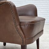 1960s, Danish armchair, furniture leather, ash wood legs.