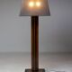 Amsterdam School floor lamp in partially ebonised cherry with a black linen shade.