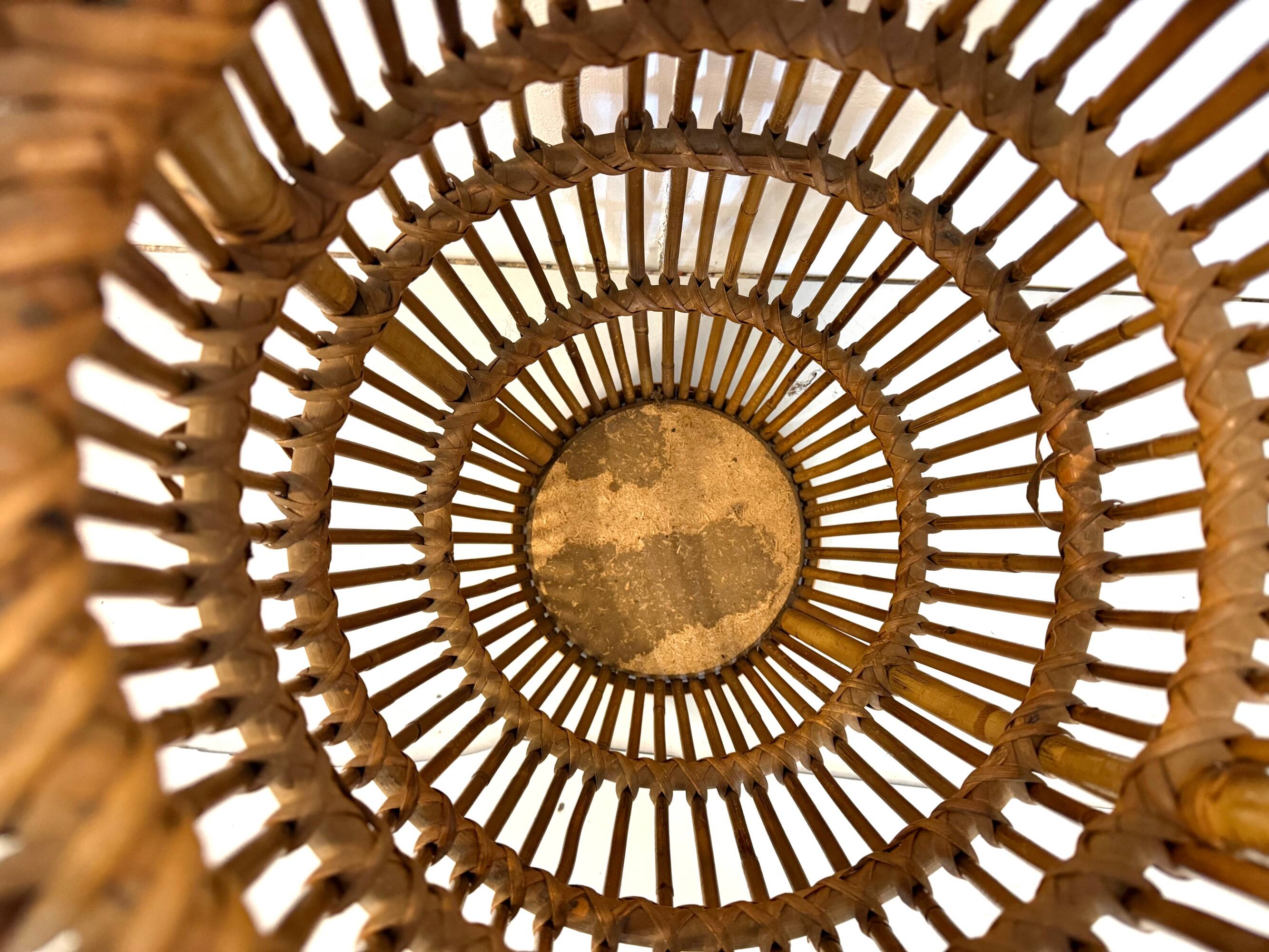 Vintage Wicker and Bamboo Amphora Umbrella Stand , Italy