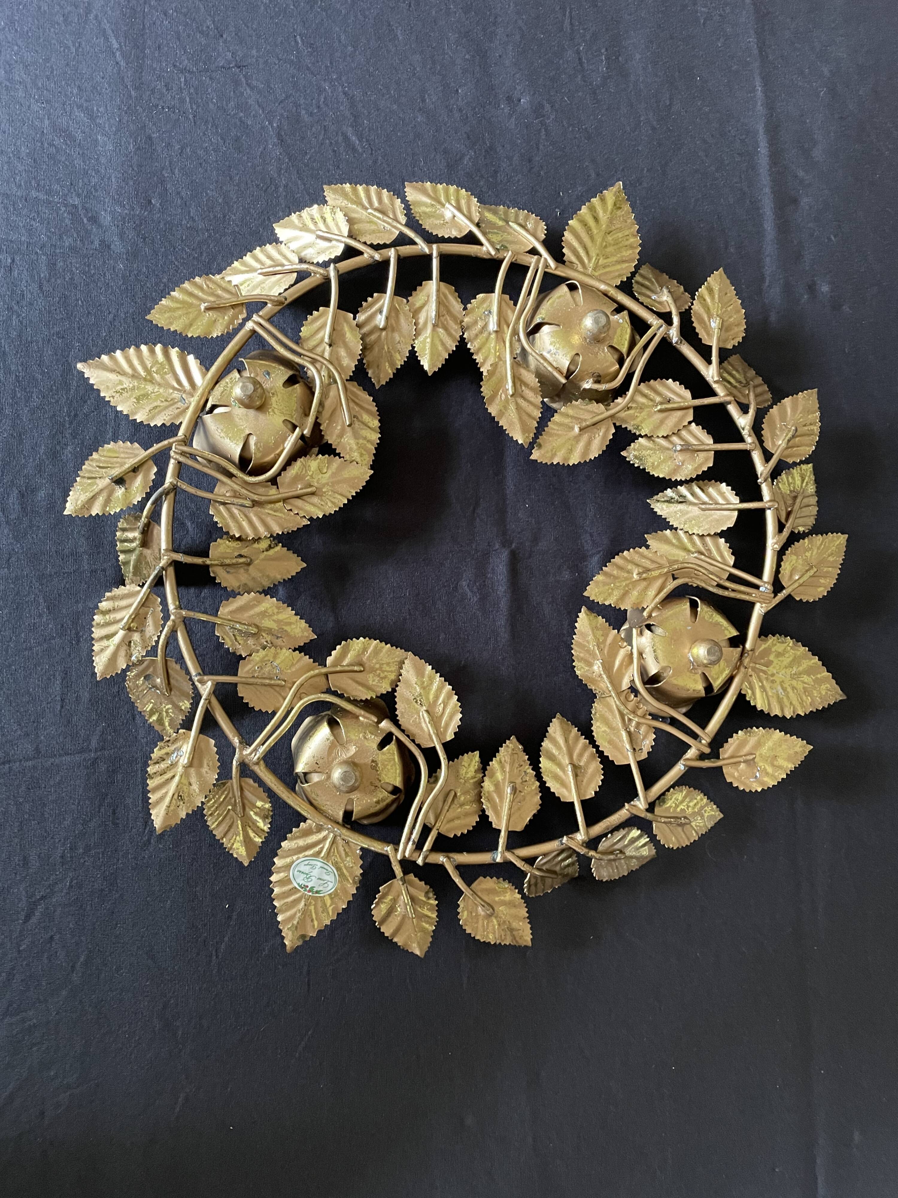Chandelier crown 4 flames in golden metal