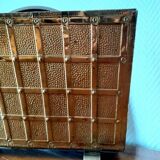 English magazine rack in embossed brass 1960