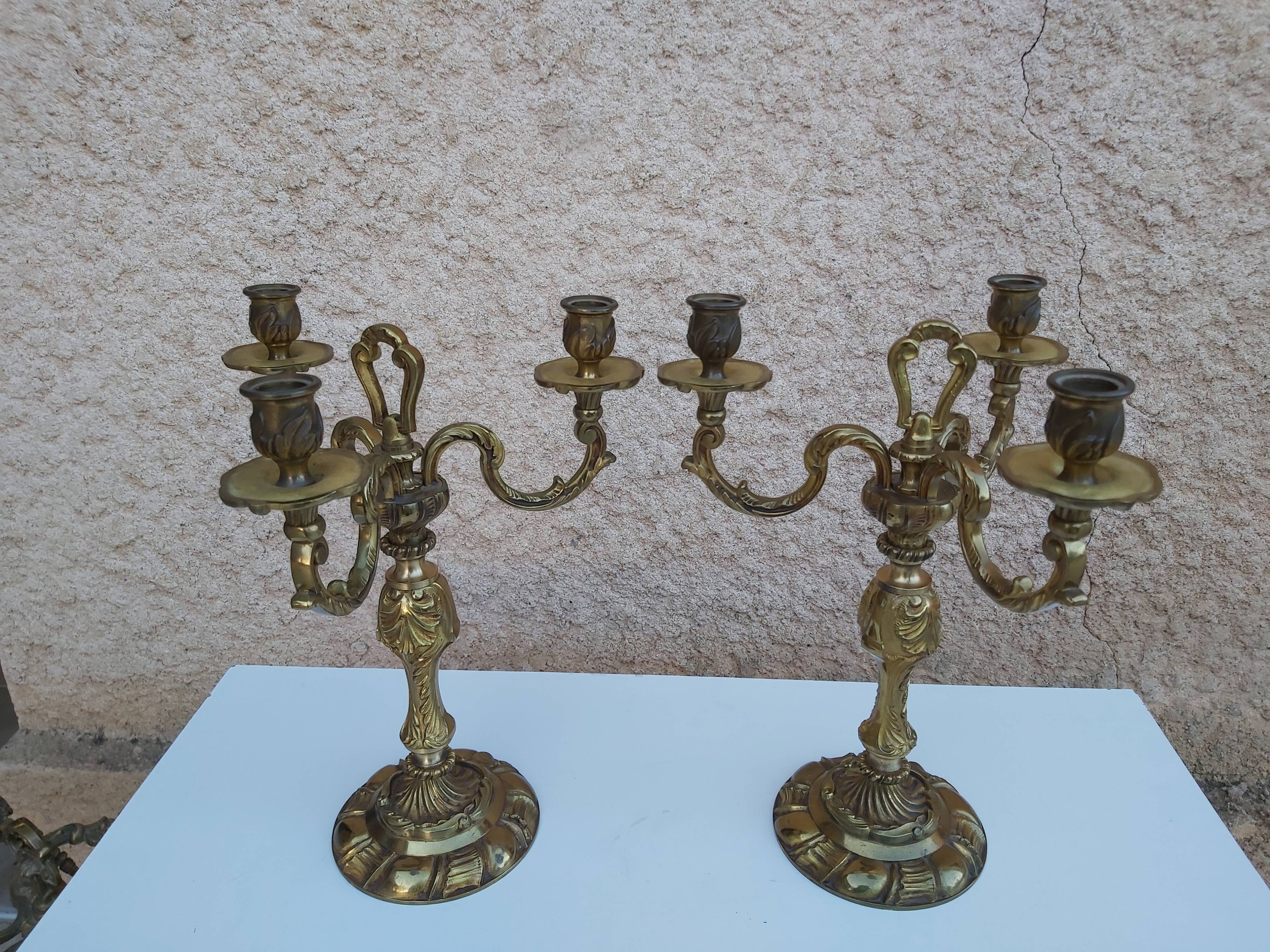 Pair of bronze candlesticks