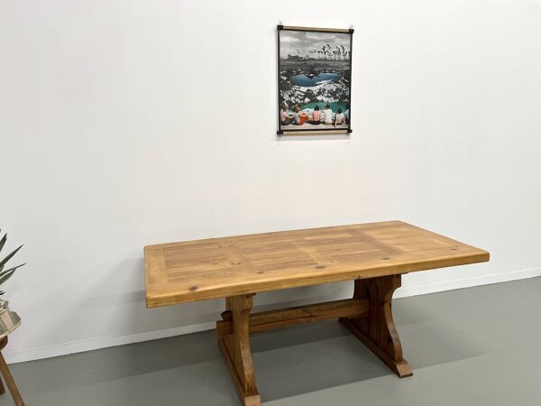 Table monastère savoyarde en pin massif, circa 1970