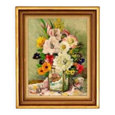 Huile sur toile suédoise du milieu du siècle "Vase avec motif de bateau" par Carl Figge