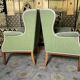 Pair of English armchairs green velvet